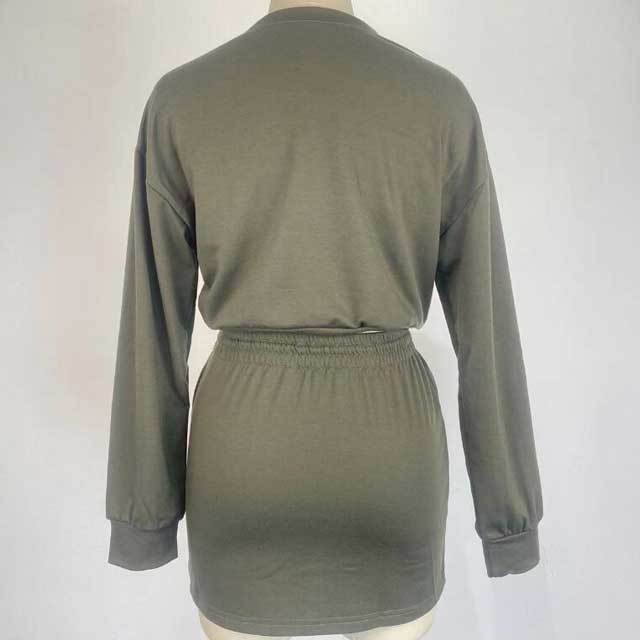 Basic Sweatshirt Top Skirt Set