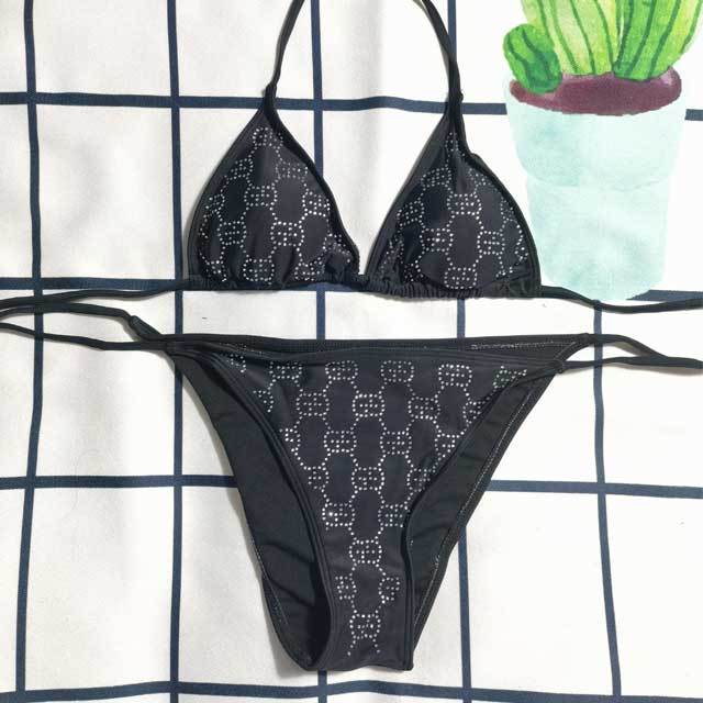 Rhinestones Strappy Bikini Set
