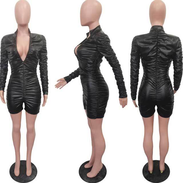 Ruched Leather Romper