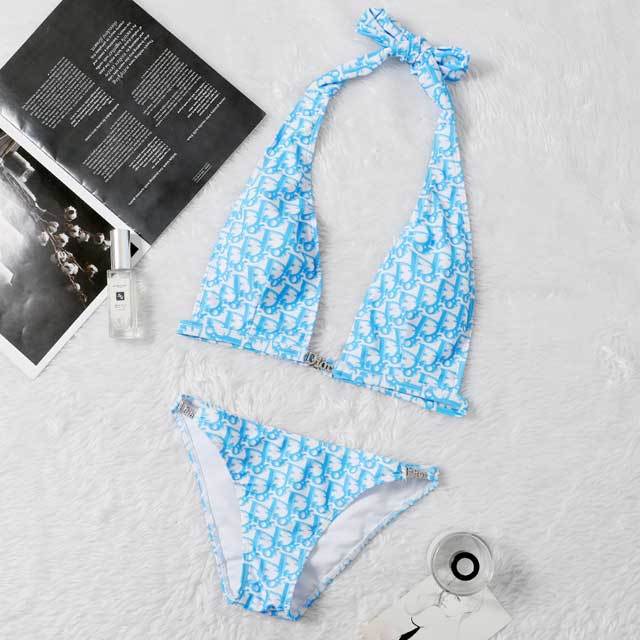 Diamond Detail Printed Halter Bathing Suit