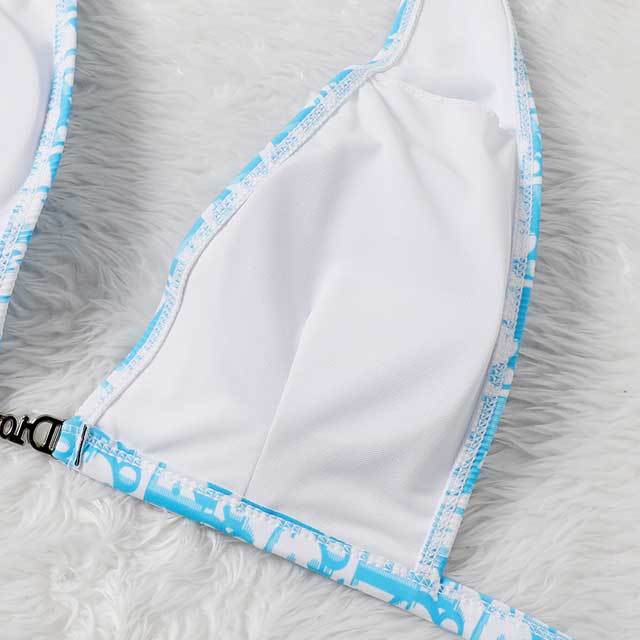 Diamond Detail Printed Halter Bathing Suit