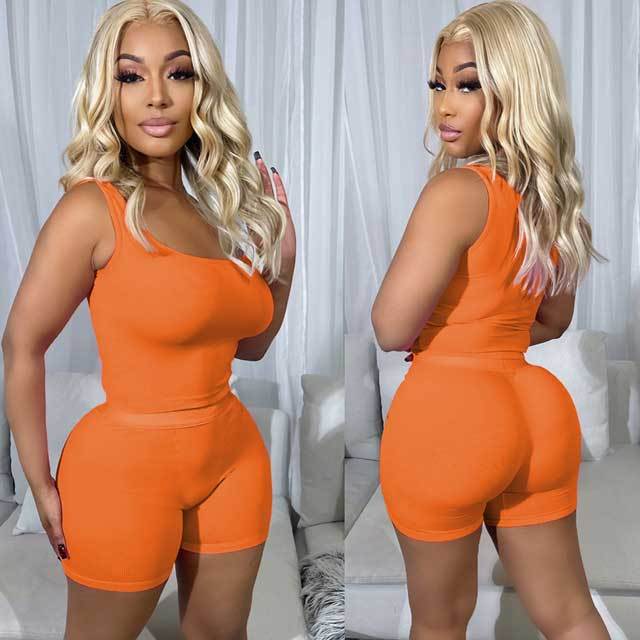 Ribbed Biker Short Set