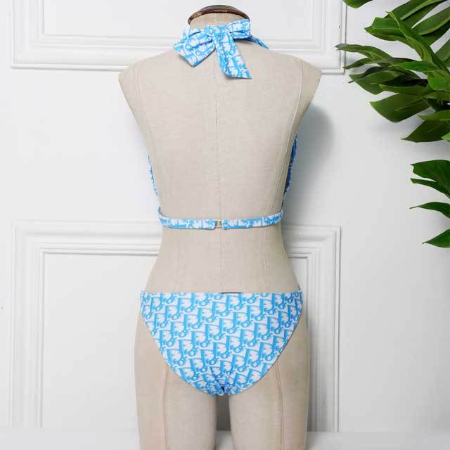 Diamond Detail Printed Halter Bathing Suit