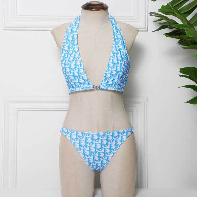 Diamond Detail Printed Halter Bathing Suit