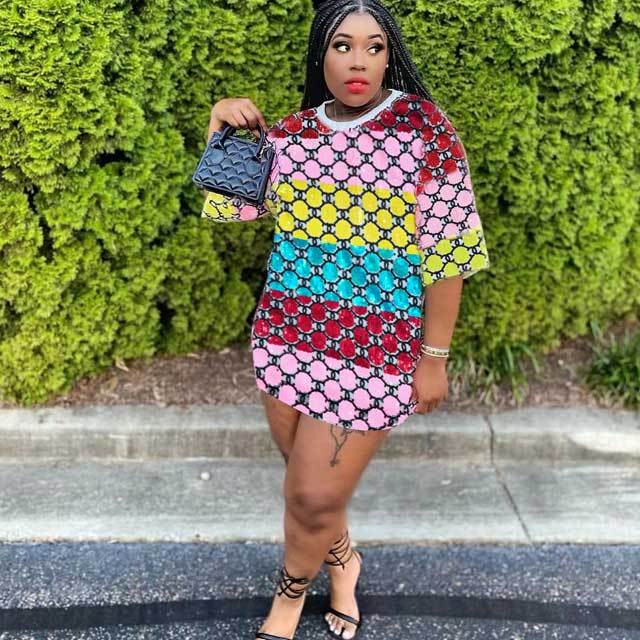 Rainbow Sequin Mini Dress