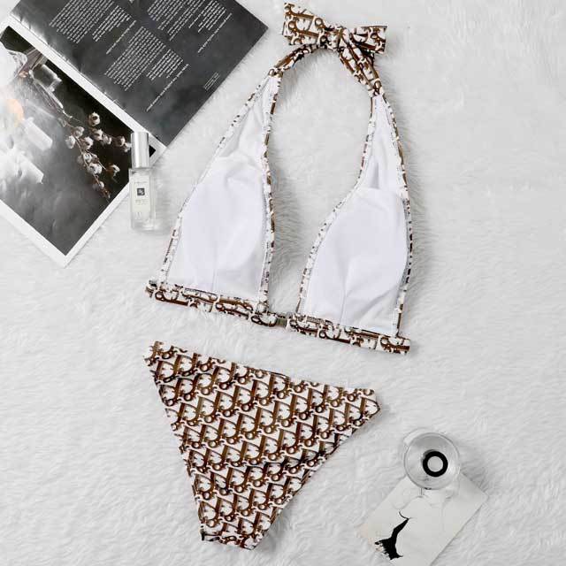 Diamond Detail Printed Halter Bathing Suit