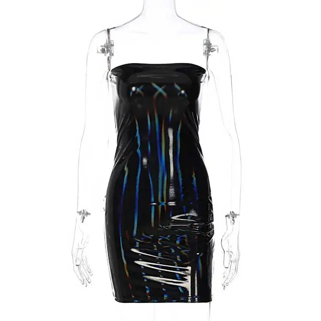 Slit Tube Leather Bodycon Maxi Dress