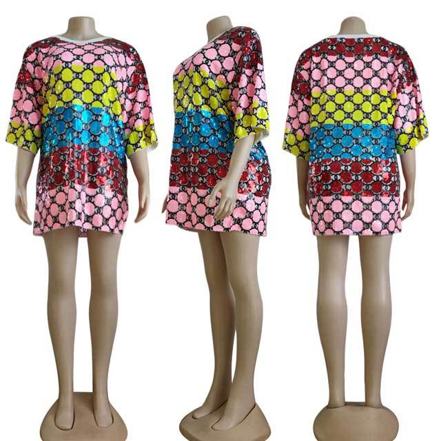 Rainbow Sequin Mini Dress