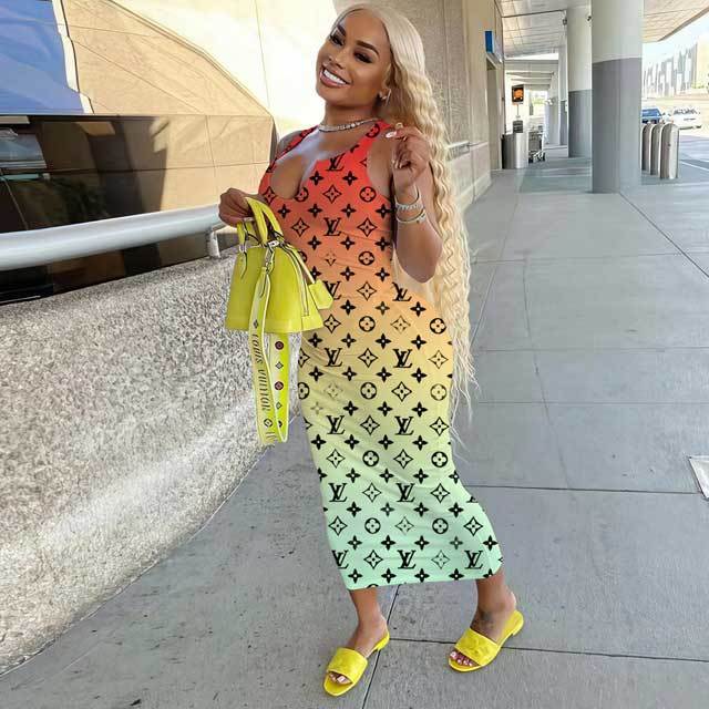Printed Ribbed Bodycon Dress