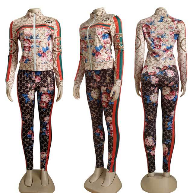 Floral Print Casual Jogging Suit