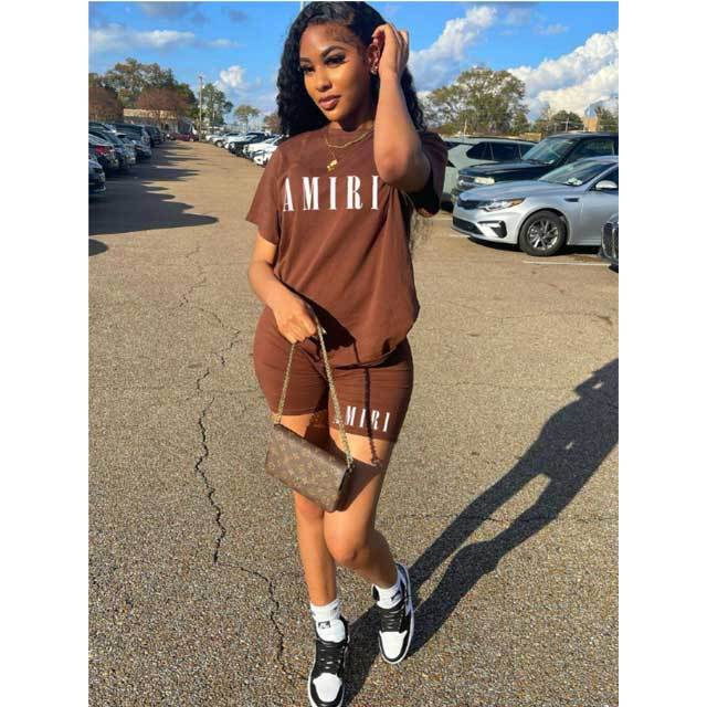 Letter Print Casual Two Piece Set