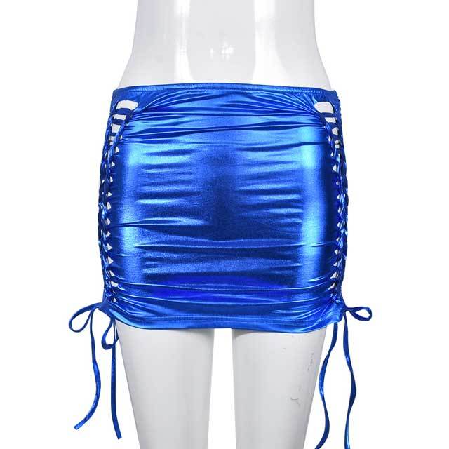 Hollow Out Leather Mini Skirt