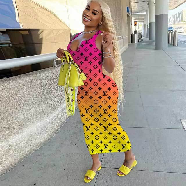 Printed Ribbed Bodycon Dress