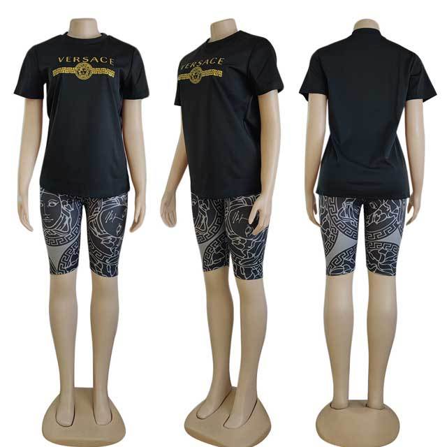 Bronzing Letter Casual Short Set