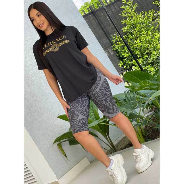 Bronzing Letter Casual Short Set