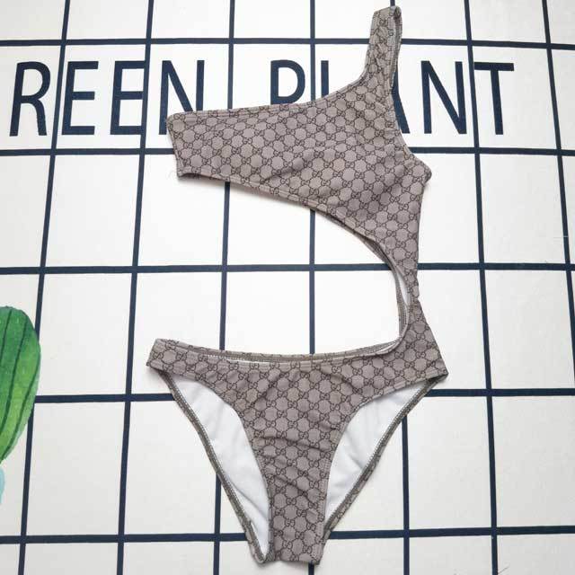 Printed Hollow Out Single Shoulder One Piece
