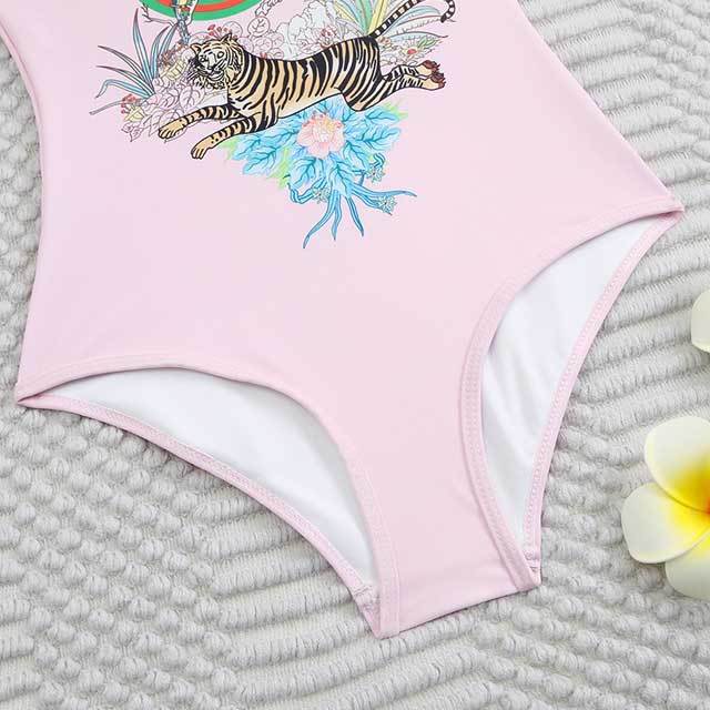 Tiger Print Backless One Piece