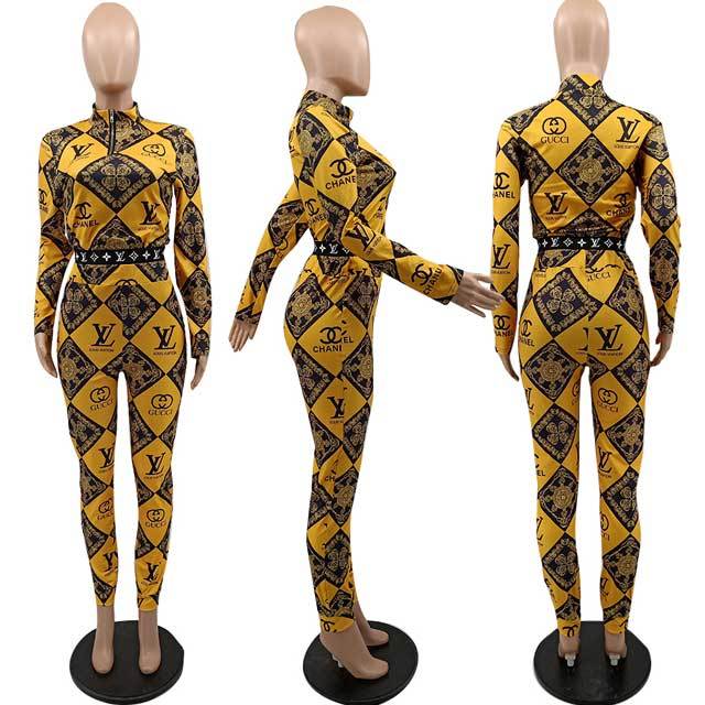 Color Block Printed Casual Pants Set