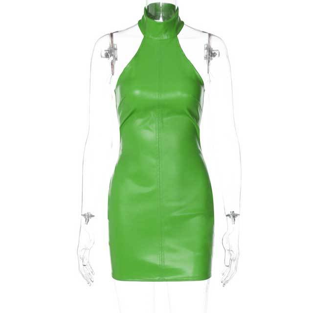 Leather Choker Bodycon Dress