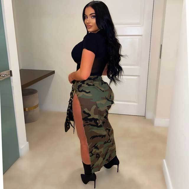 Camo Fashion Slit Skirt