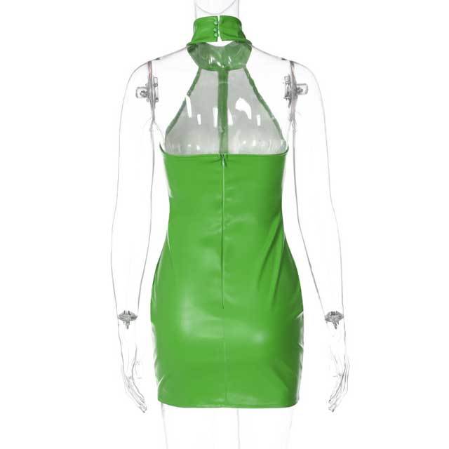 Leather Choker Bodycon Dress