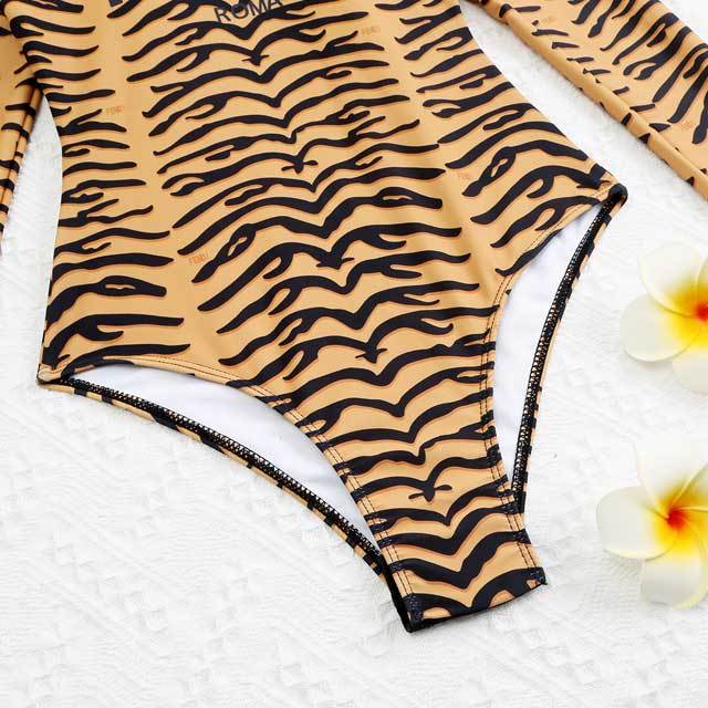 Zebra Print Long Sleeve One Piece