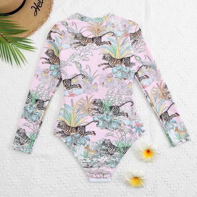 Tiger Print Long Sleeve One Piece