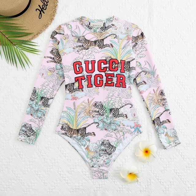 Tiger Print Long Sleeve One Piece
