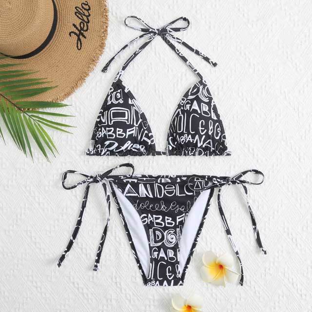 Printed Strappy Bikini Swimsuit