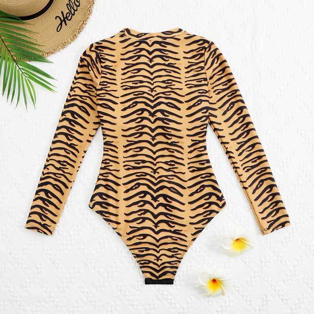 Zebra Print Long Sleeve One Piece