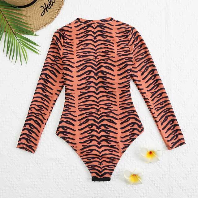 Zebra Print Long Sleeve One Piece