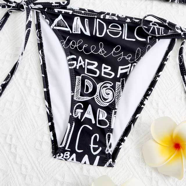Printed Strappy Bikini Swimsuit