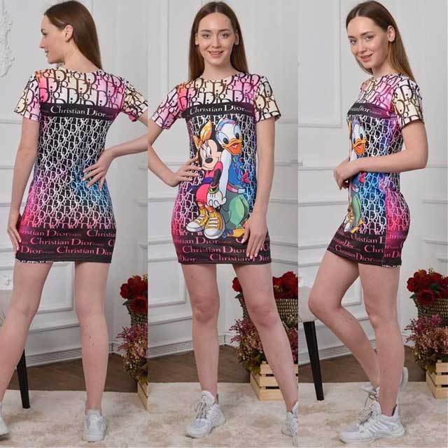 Short Sleeve Printed Bodycon Dress