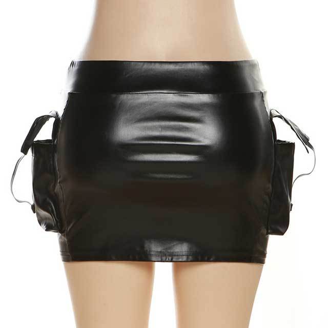 Leather Bustier Top Corset Skirt Set