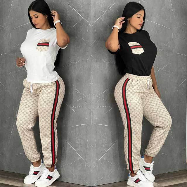 Printed Short Sleeve Casual Jogging Suit