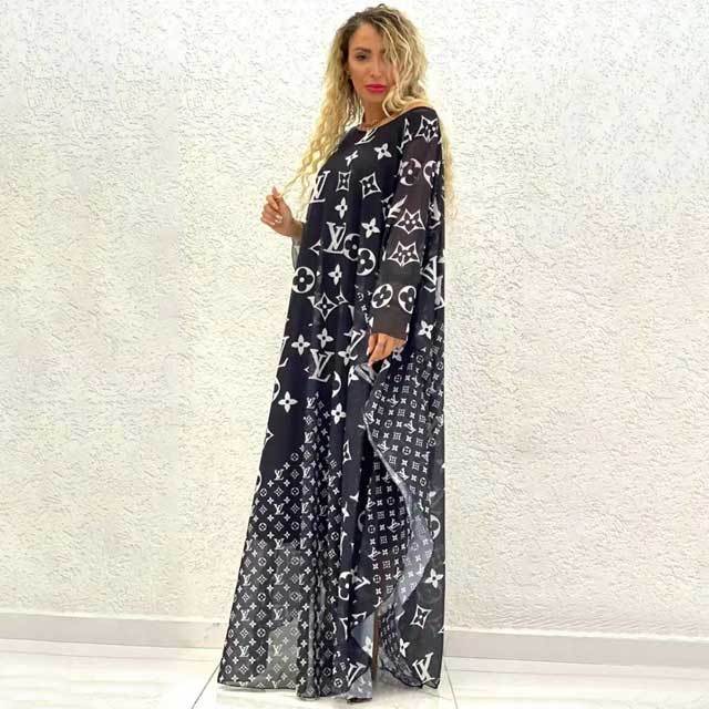 See Through Printed Beach Cover-up Dress
