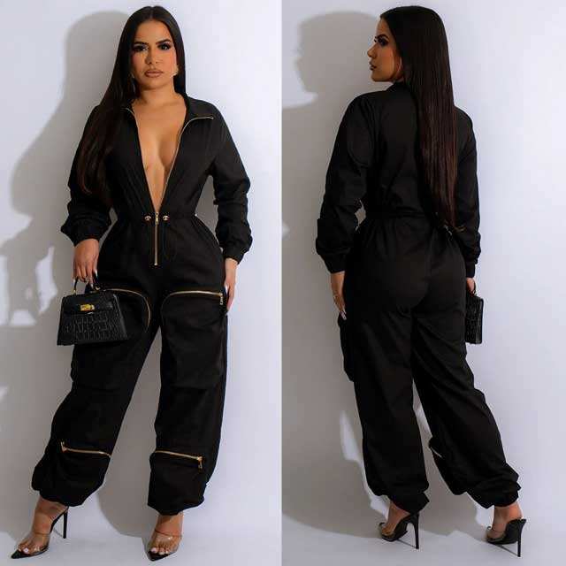 Zipper Cargo Jumpsuit