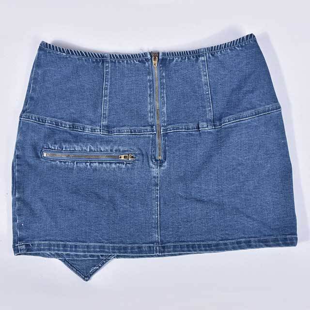 Zipper Denim Mini Skirt