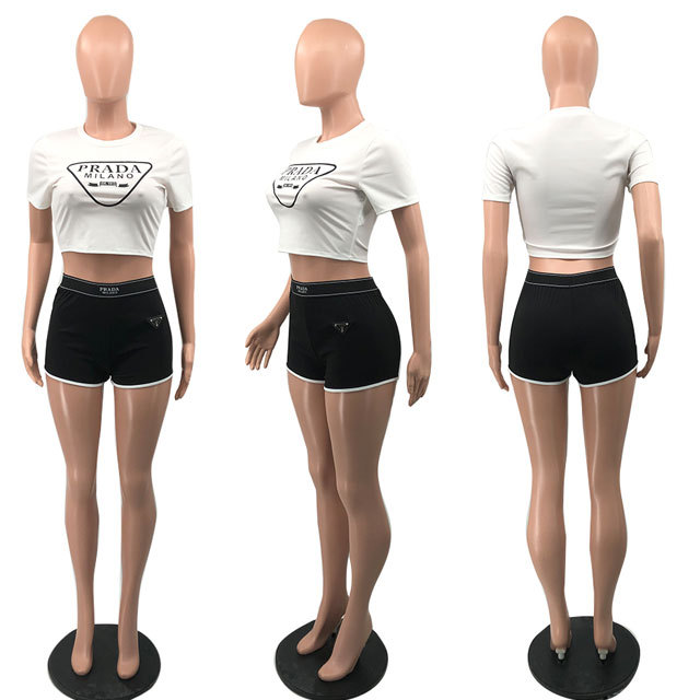Letter Print Casual Short Set