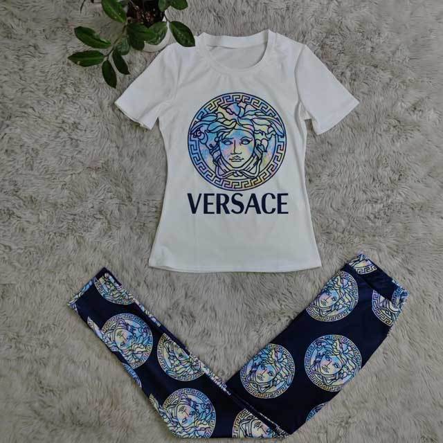 Short Sleeve Printed Casual Pants Suit