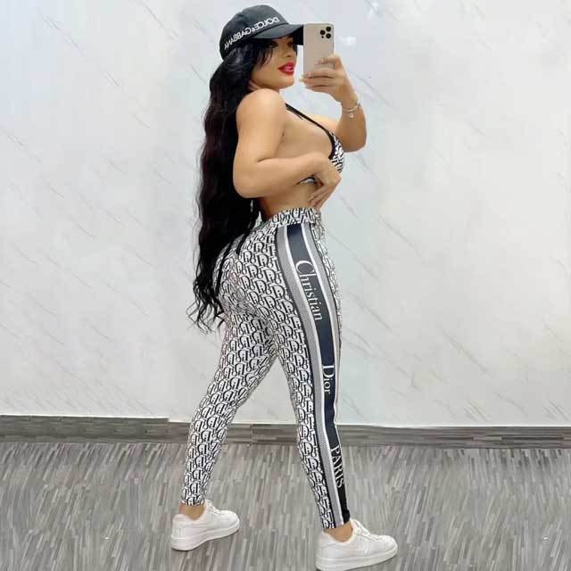 Printed Bra Top Casual Jogging Pants Set