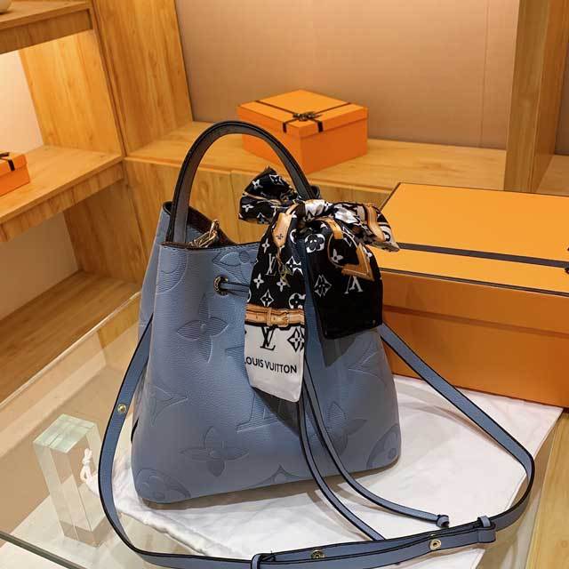 Leather Embossing Bucket Bag