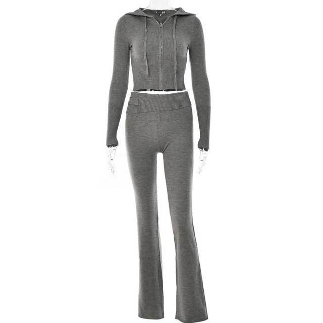 Knit Hooded Top Jogging Suit