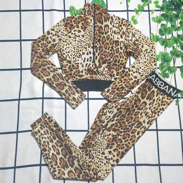 Leopard Print Long Sleeve Jogging Suit