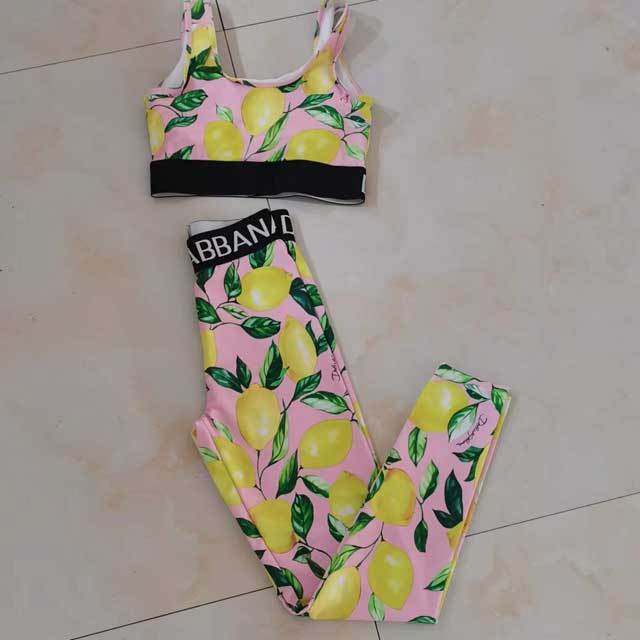 Lemon Print Casual Tracksuit Set