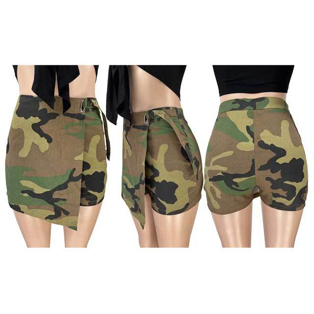 Camo Print Irregular Shorts Skirt