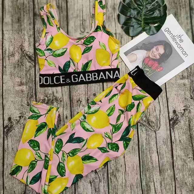 Lemon Print Casual Tracksuit Set