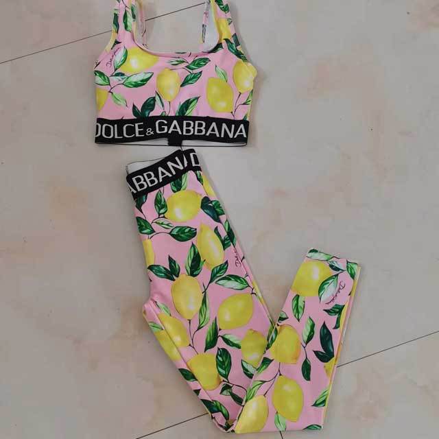Lemon Print Casual Tracksuit Set