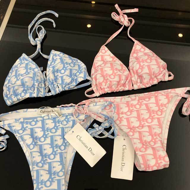 Letter Print Strappy Bikini Swimwear