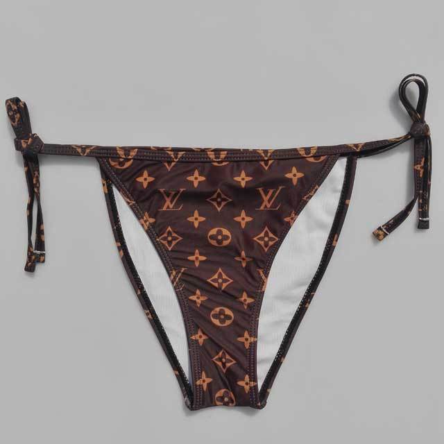 Letter Print Strappy Bikini Swimsuit